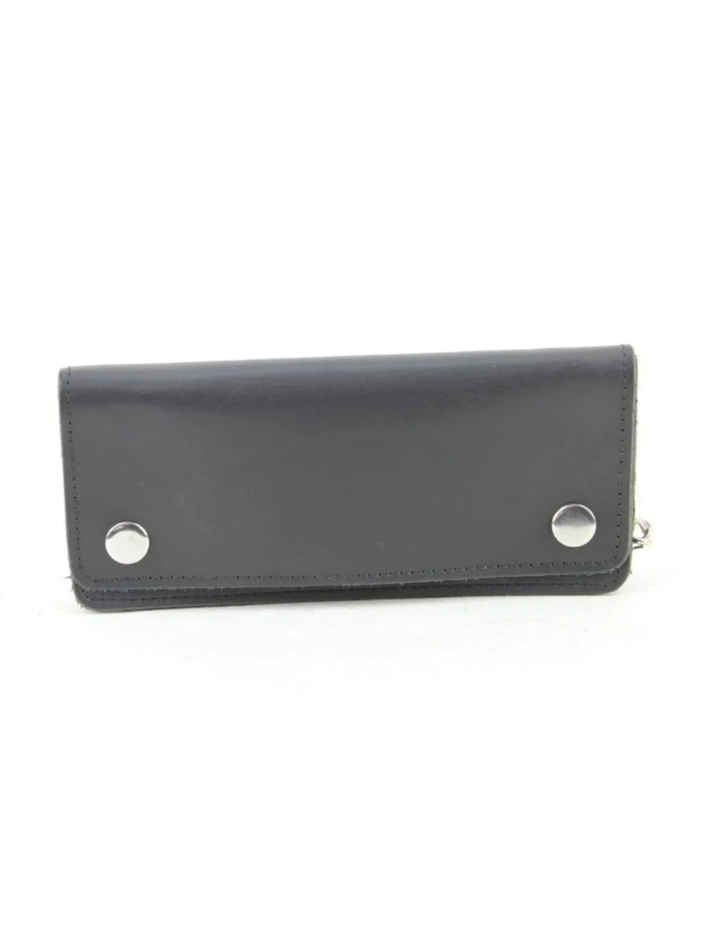 Men's Classic Genuine Premium Leather Snap Chain Trucker Biker Wallet Black NEW